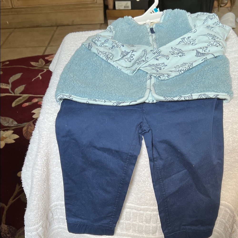 Carter’s First Impressions Navy Blue Boys’ Three-Piece Fleece Vest Pant Set NEW